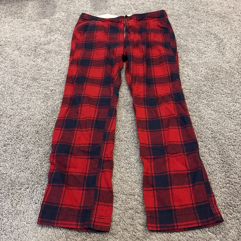 Abercrombie & Fitch Pants Mens Medium Red Plaid Flannel Pajama Drawstring Lounge